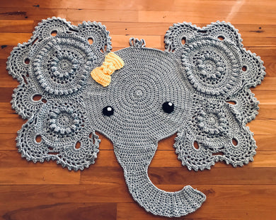 Elephant Floor Rug/Mat with Bow or Tusks - Custom Order