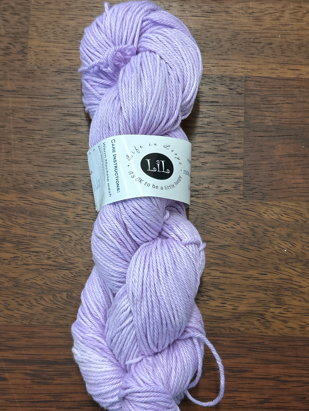 Life in Loops Hand-Dyed Cotton 8ply 100g Skein Baby Violet
