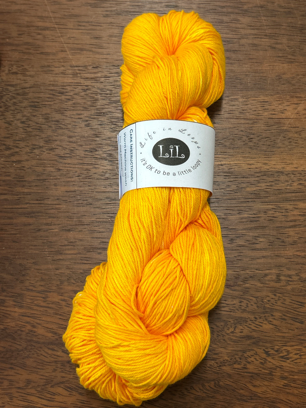 Life in Loops Hand-Dyed Cotton 4ply 100g Skein Golden Yellow