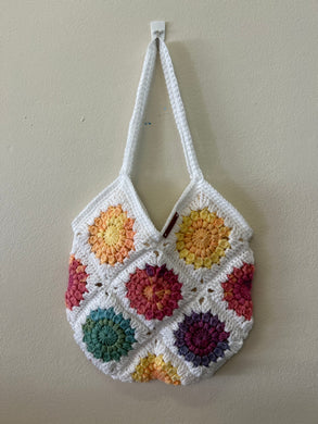 Custom order - Medium Sunburst Crocheted Lined Bag - Acrylic