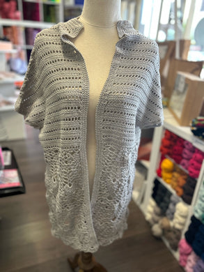 Boho Cardi - Crochet Cardigan- Grey -Medium size