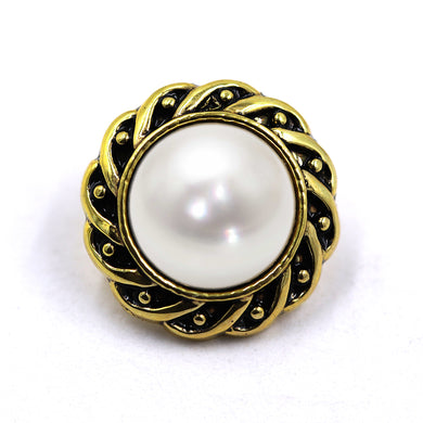 Sullivans 12mm Round Pearl Plastic Button Surrounded With Gold Detailing - 14847