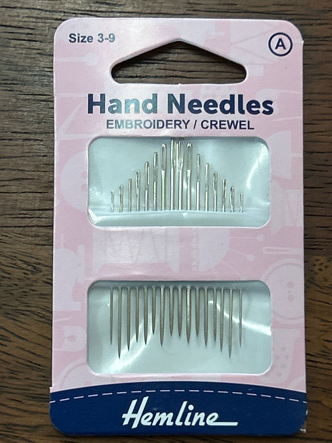 Hemline Hand Embroidery/Crewel Needles Sizes3-9