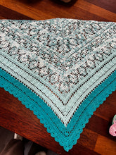 Load image into Gallery viewer, Crochet OolongTea Shawl - Shades of Aqua - Cotton