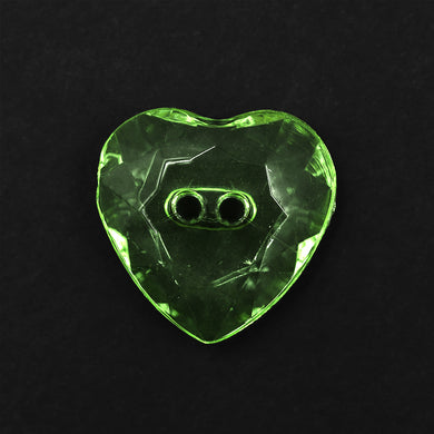 Sullivans 18mm Heart Plastic Button - Clear Green