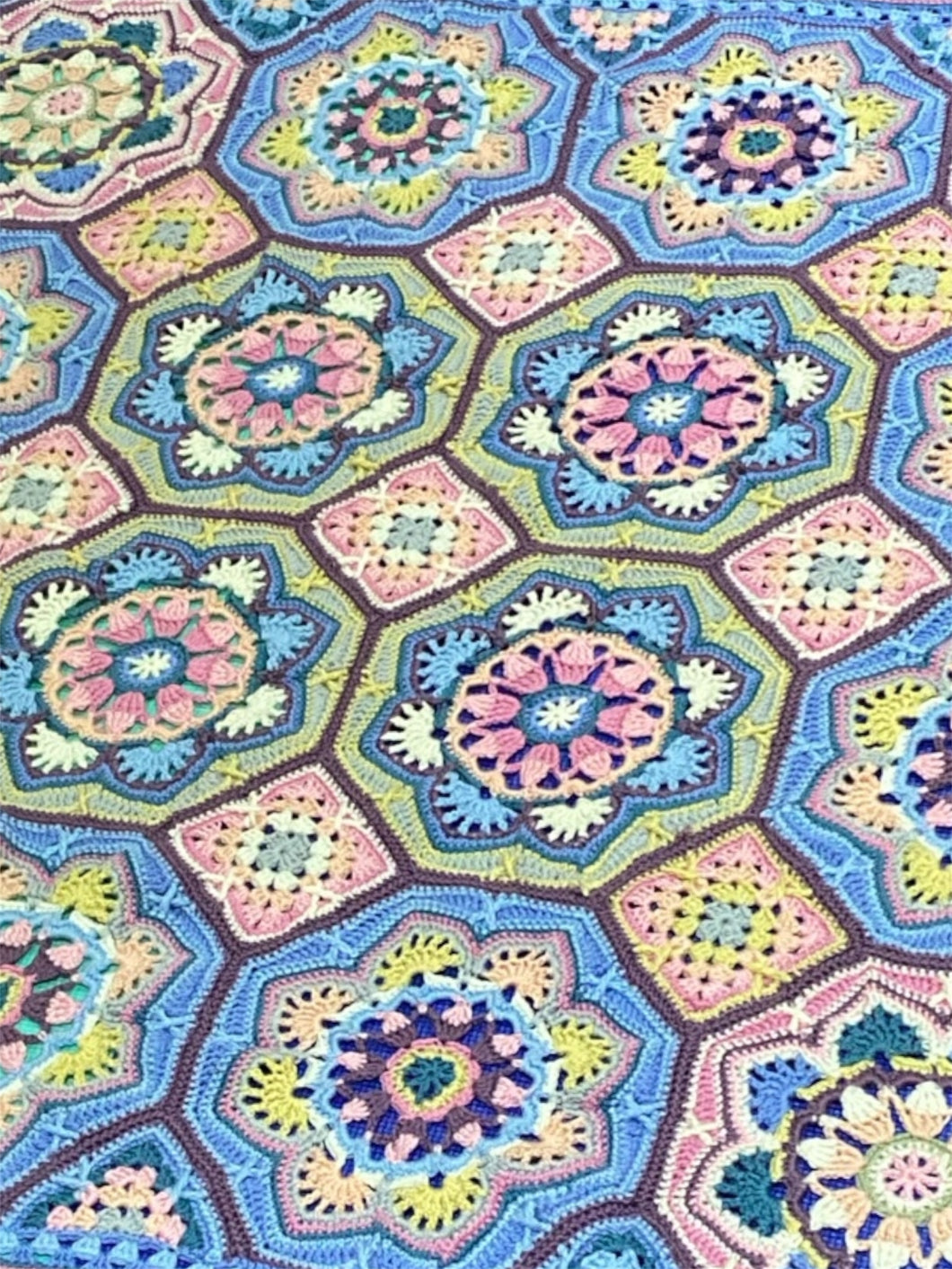 Crocheted Persian Tiles Throw/Blanket - Sandalwood Colourway