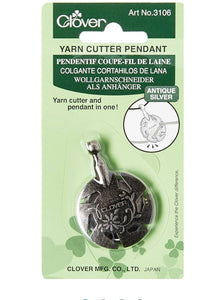 Clover Yarn Cutter Pendant - Antique Silver