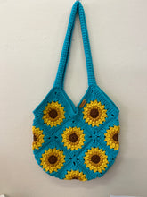 Load image into Gallery viewer, Custom Order - Large Sunflower Granny Square Crocheted Bag - Lined - Cotton
