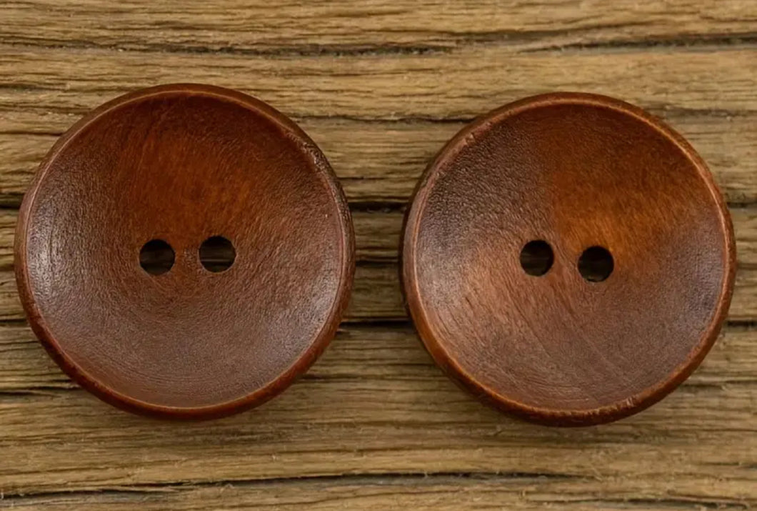 Vintage Wooden Button - Red Wood