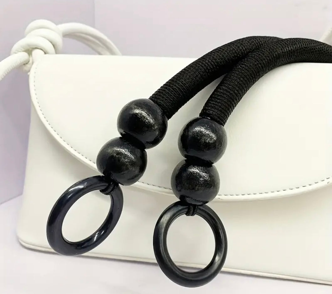 Vintage Woven Bag Handles with beads