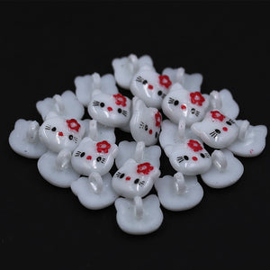 Sullivans 15mm Kids Plastic Button With Shank - White Cat