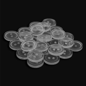 Sullivans 15mm Round Plastic Button 2 Hole - Clear