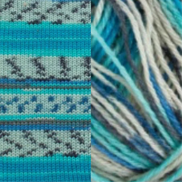 Fiddlesticks Harlequin Sock Yarn - 4ply Aqua 32-03