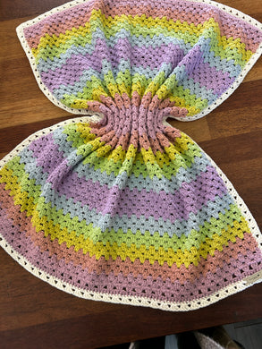 Crocheted Pastel Rainbow Stripe Blanket