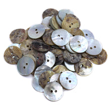 Load image into Gallery viewer, Sullivans 15mm Round Akoya Shell Buttons - River Smoked