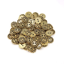 Load image into Gallery viewer, Sullivans 12mm Round Plastic Button 2 Hole - Gold With Chain Loop Border