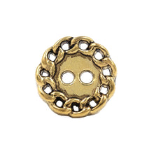 Load image into Gallery viewer, Sullivans 15mm Round Plastic Button 2 Hole - Gold With Chain Loop Border
