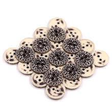 Load image into Gallery viewer, Sullivans 16mm Round Plastic Button 2 Hole - Black With Grey Teardrop Pattern