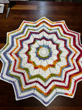 Load image into Gallery viewer, Crocheted Pastel Rainbow 12 point Star Blanket