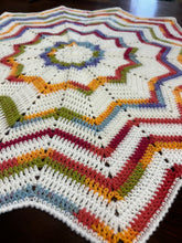 Load image into Gallery viewer, Crocheted Pastel Rainbow 12 point Star Blanket