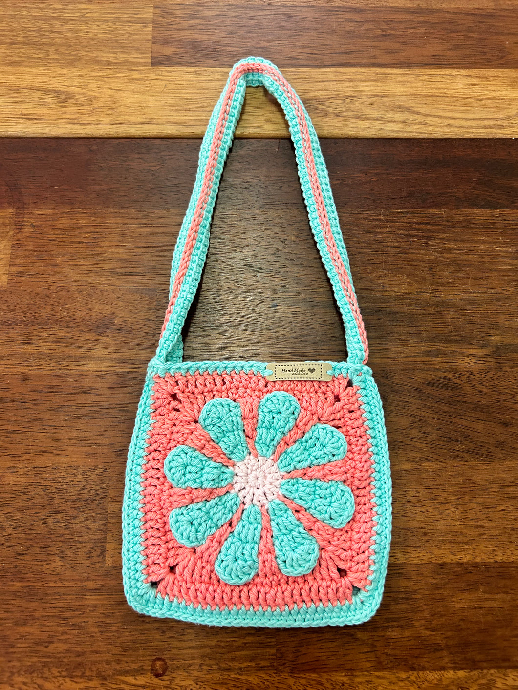 Custom Order - Retro Flower Granny Square Crocheted Bag - Cotton