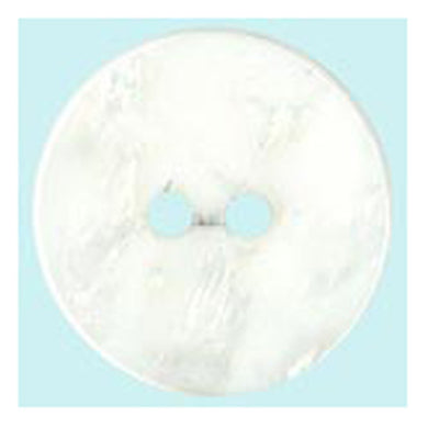 Sullivans 15mm Round Pearlised Flat Plastic Button With Two Holes - White