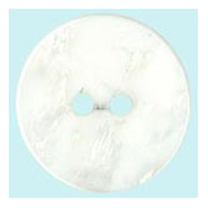 Sullivans 20mm Round Pearlised Flat Plastic Button With Two Holes - White