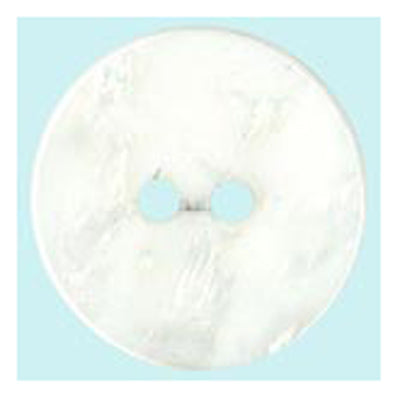 Sullivans 20mm Round Pearlised Flat Plastic Button With Two Holes - White