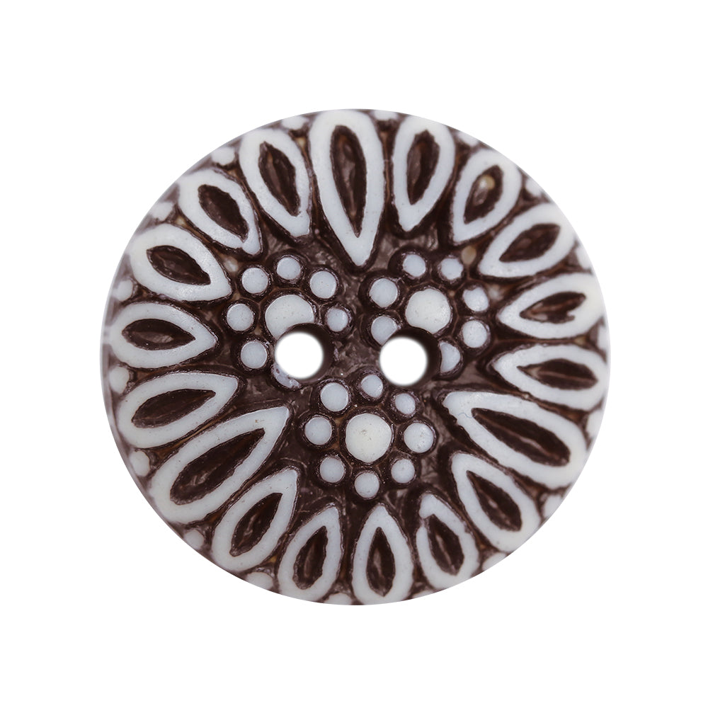 Sullivans 19mm Round Plastic Button 2 Hole - Black With Grey Teardrop Pattern