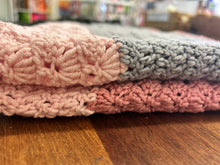 Load image into Gallery viewer, Crocheted Caper Throw/Blanket - Pink/Grey