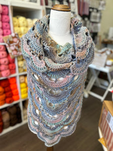 Crochet Virus Shawl - Wyoming - Acrylic and Wool Blend