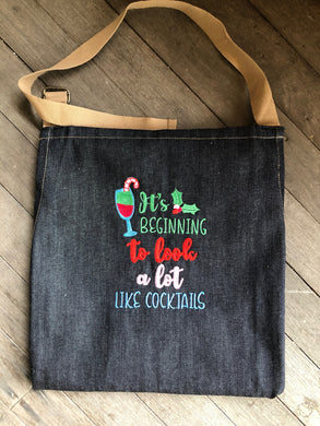Pixie Winks Christmas Apron - It's beginning to look a lot like cocktails