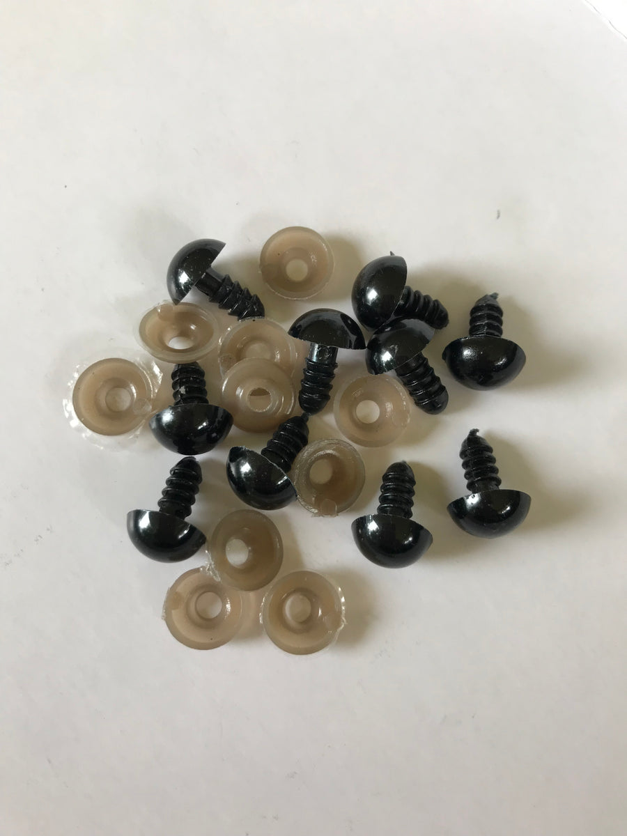 12mm solid black safety eyes - 10 pack – Knitty Gritty yarn and more