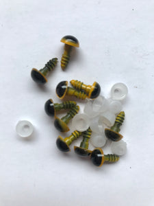 8mm yellow and black safety eyes - 10 pack