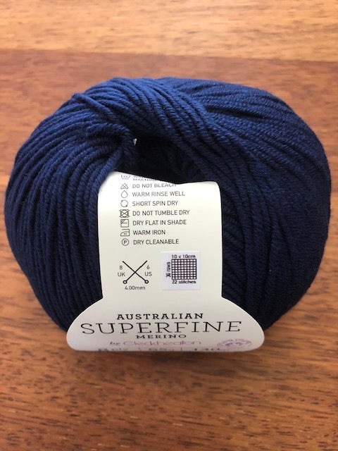 Cleckheaton Superfine Merino 8ply -Mid Navy 0044