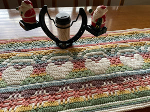 Crocheted Christmas Santa Table Runner