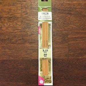 Birch Bamboo Knitting Needles Double Ended - Set of 5