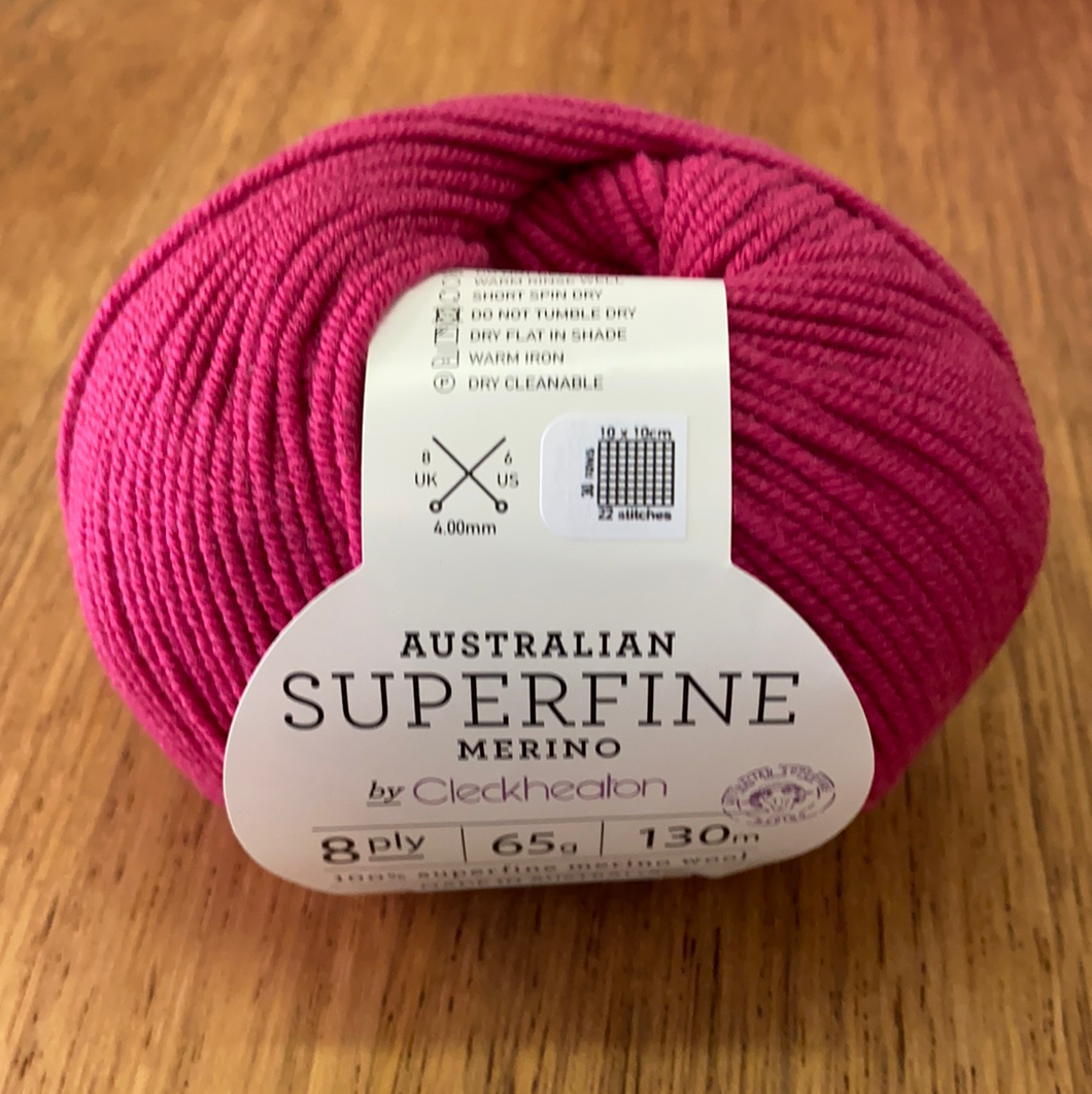 Cleckheaton Superfine Merino 8ply - Raspberry 0060 (discontinued)