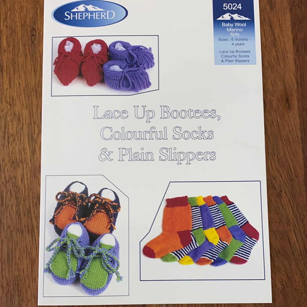 Lace Up Bootees, Colourful Socks & Plain Slippers Pattern Book