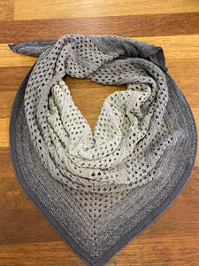 Crochet Granny Merge Shawl - Grey - 100% Cotton