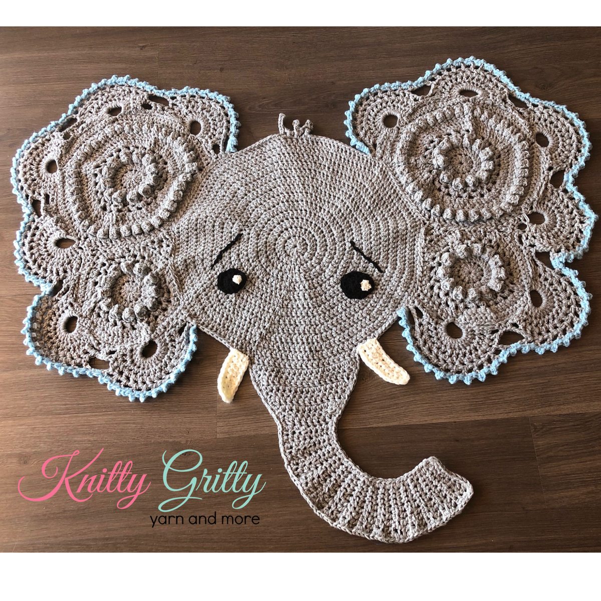 Elephant Floor Rug/Mat with Bow or Tusks - Custom Order – Knitty Gritty ...