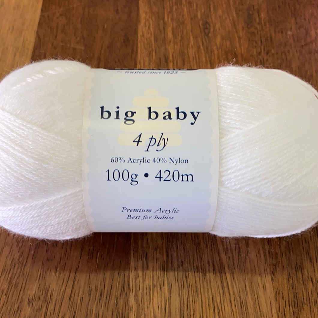 Patons Big Baby 4ply - White  2540