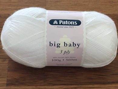 Patons Big Baby 3ply - White  2540