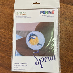 Panna -  Blue Tit Brooch Cross Stitch Kit